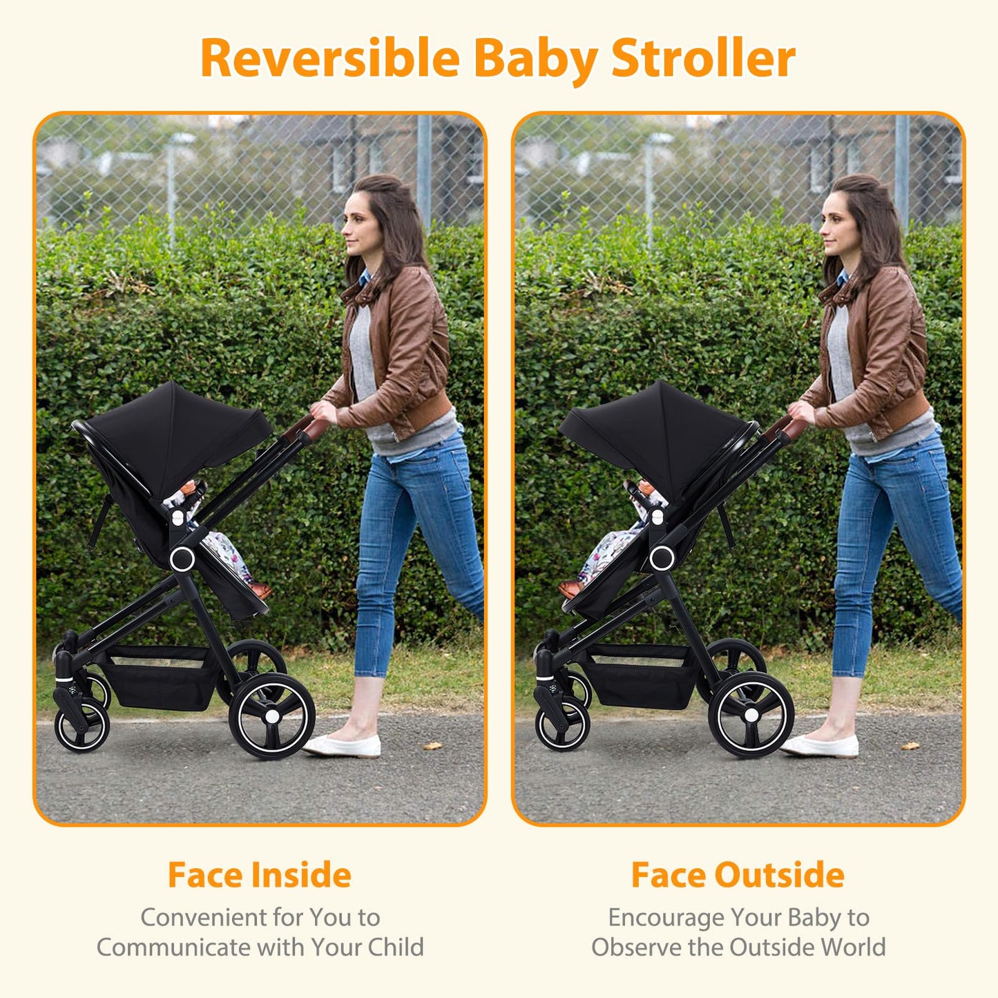 ZoomBuggy 3 in 1 Kinderwagen ab Geburt bis 26 kg – Schwarz