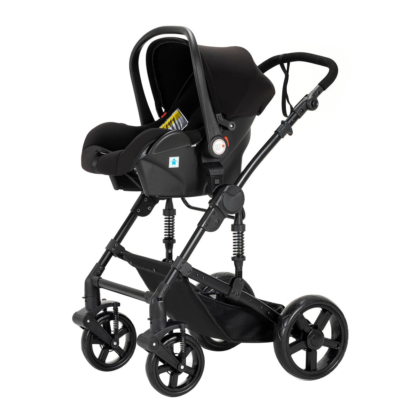 Reenborn Kinderwagen 3 in 1, Aluminiumrahmen, 588 Black