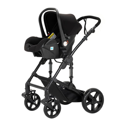 Reenborn Kinderwagen 3 in 1, Aluminiumrahmen, 588 Black