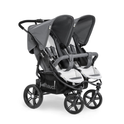 hauck Roadster Duo SLX Zwillingsbuggy ab Geburt, XL Korb – Grau