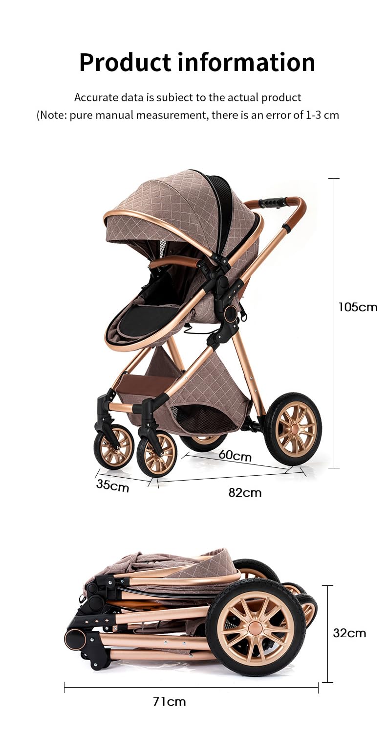 GLOKID 3 in 1 Kinderwagen mit Babywanne & Sportsitz – Khaki