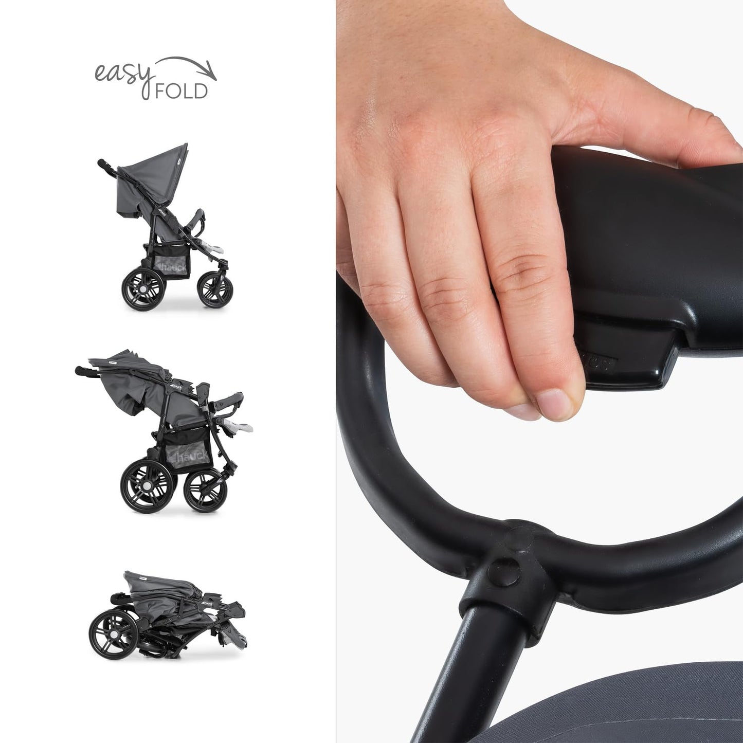 hauck Roadster Duo SLX Zwillingsbuggy ab Geburt, XL Korb – Grau