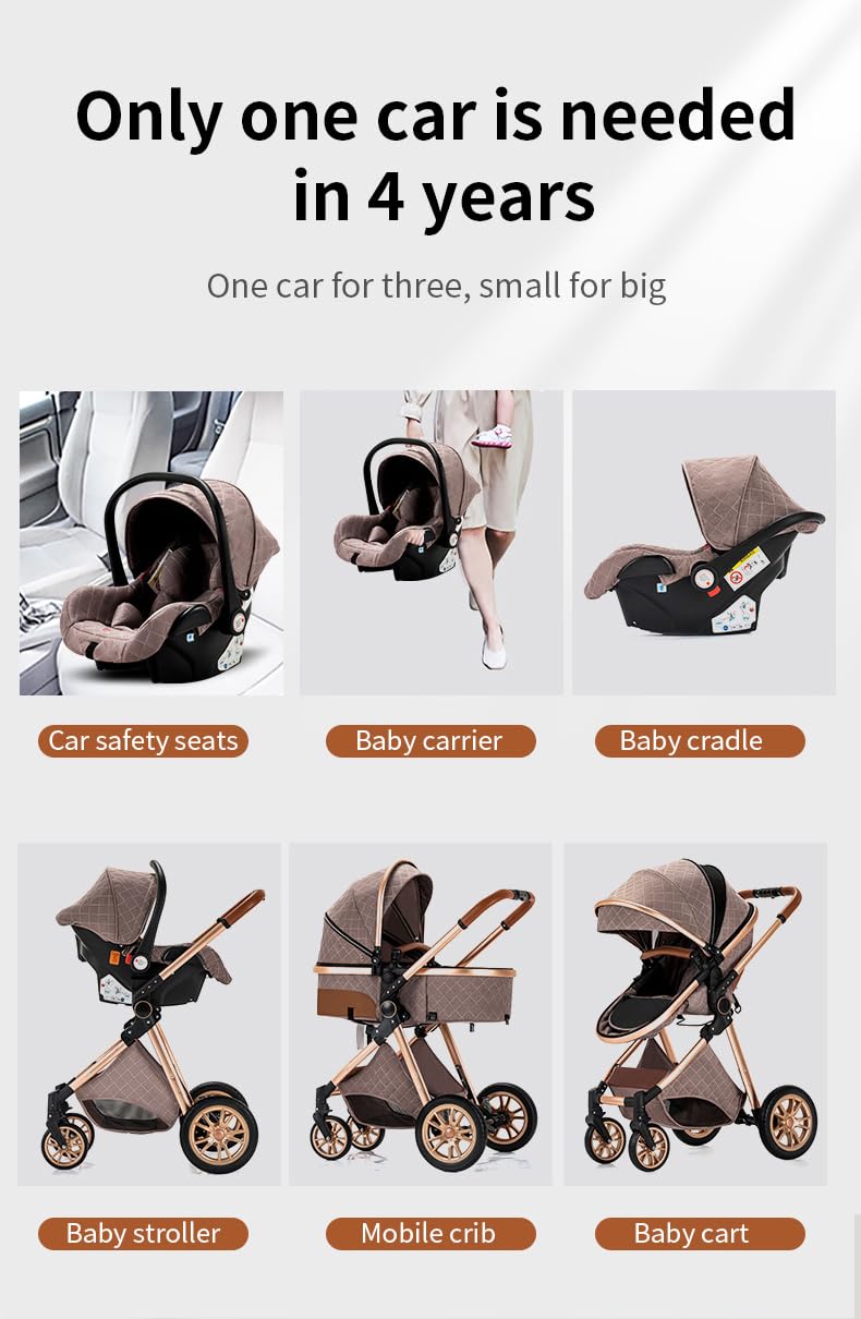 GLOKID 3 in 1 Kinderwagen mit Babywanne & Sportsitz – Khaki