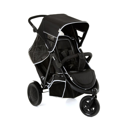 hauck Freerider 3-Rad Geschwisterbuggy mit Regenschutz – Schwarz