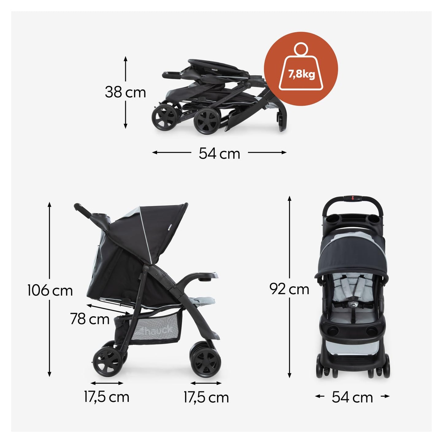 hauck Shopper Neo II Buggy Schwarz/Grau – Liegeposition ab Geburt