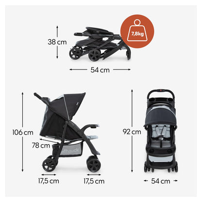 hauck Shopper Neo II Buggy Schwarz/Grau – Liegeposition ab Geburt