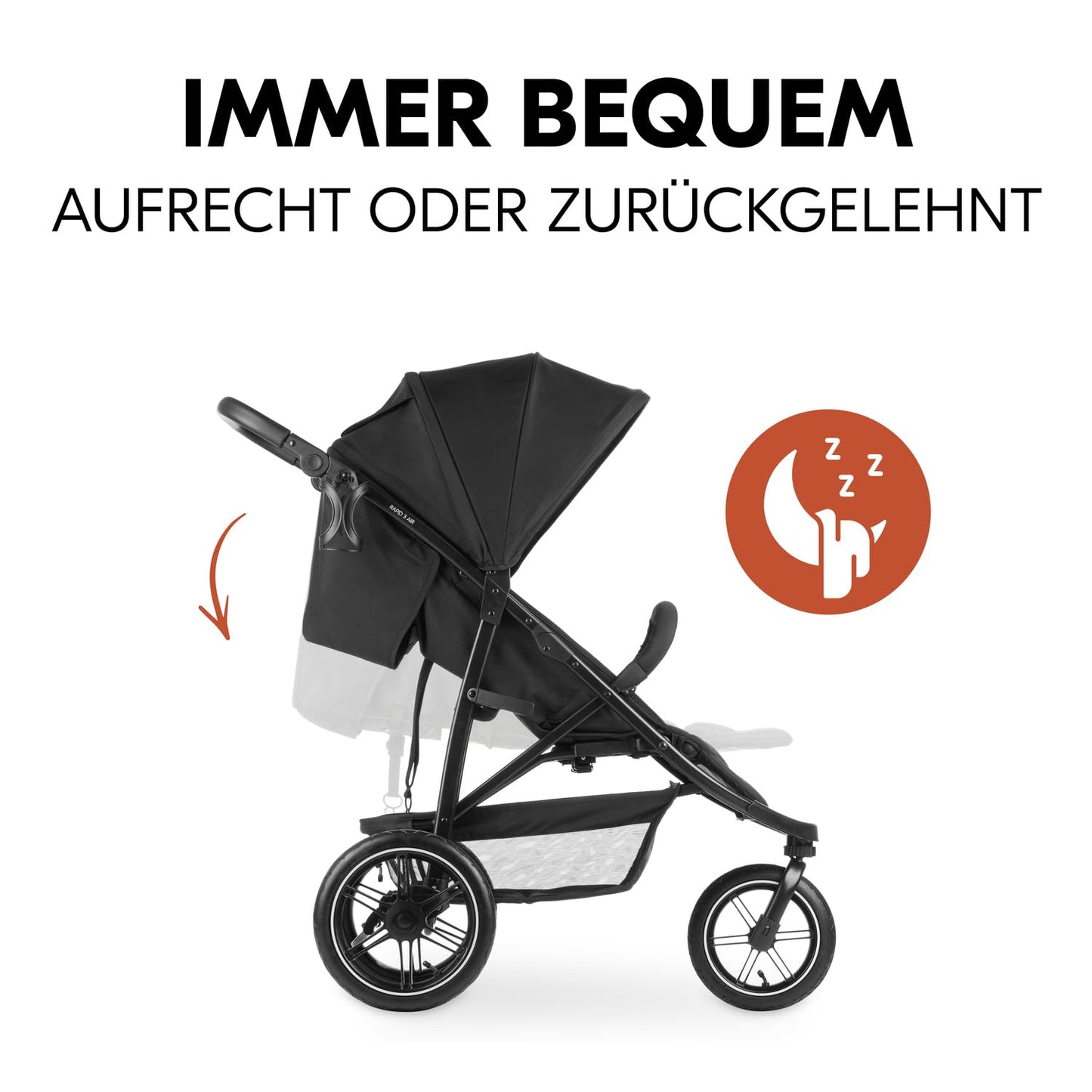 hauck Rapid 3 Air Dreirad-Buggy – Luftreifen, Federung, ab Geburt