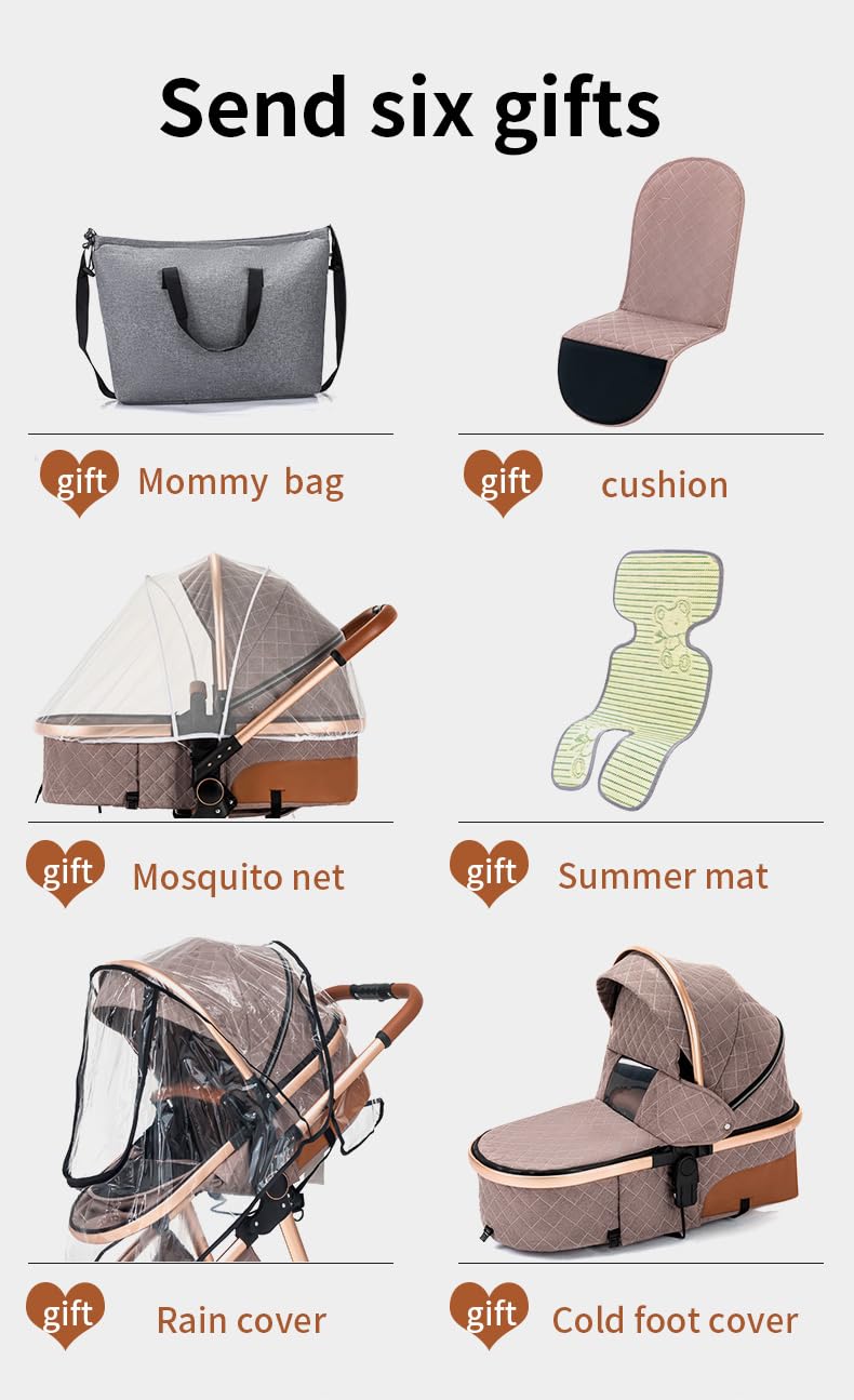 GLOKID 3 in 1 Kinderwagen mit Babywanne & Sportsitz – Khaki