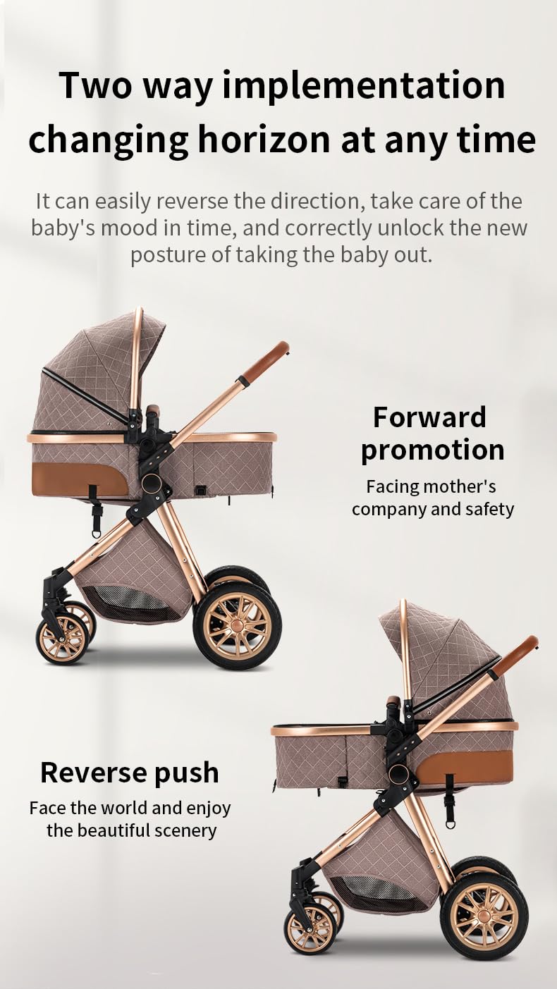 GLOKID 3 in 1 Kinderwagen mit Babywanne & Sportsitz – Khaki