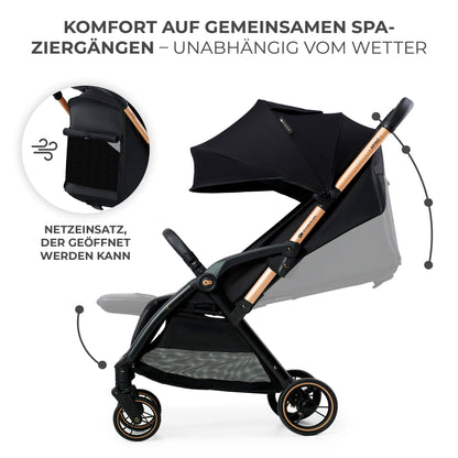 Kinderkraft APINO Liegebuggy Schwarz – 7,5 kg, bis 22 kg, Reisen