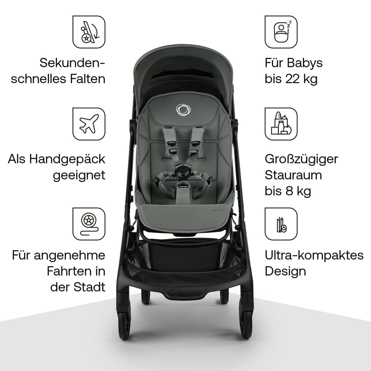 Bugaboo Butterfly 2 Reisebuggy, Handgepäck, ab 6 M. – Forest Green
