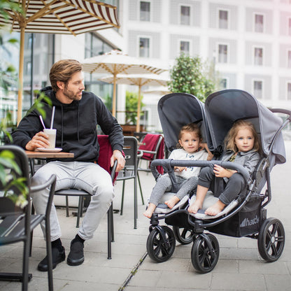 hauck Roadster Duo SLX Zwillingsbuggy ab Geburt, XL Korb – Grau