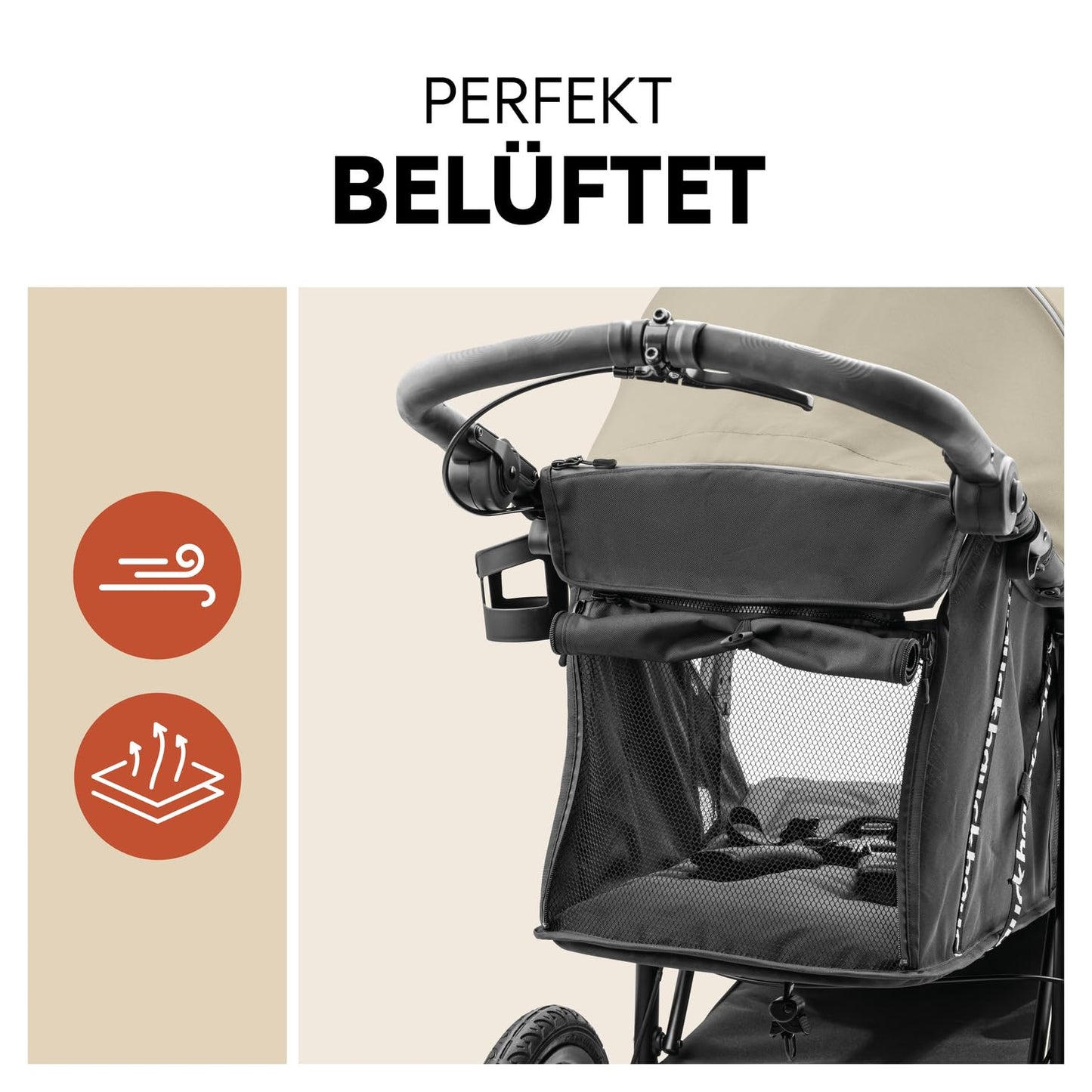 hauck Runner 3 Olive – Dreirad-Kinderwagen mit XL Lufträdern