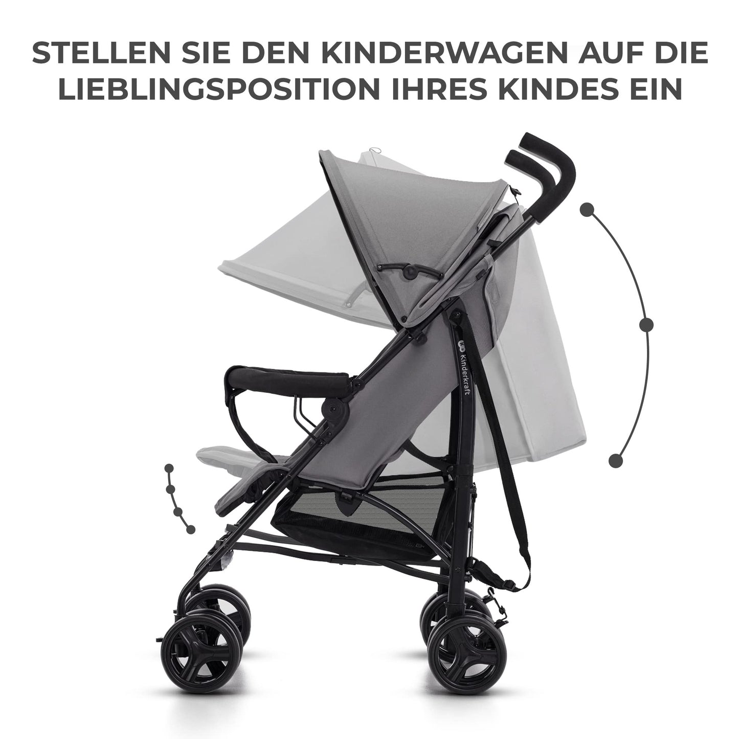 Kinderkraft TIK Sportwagen Grau – leicht 6,5 kg, bis 17 kg, faltbar