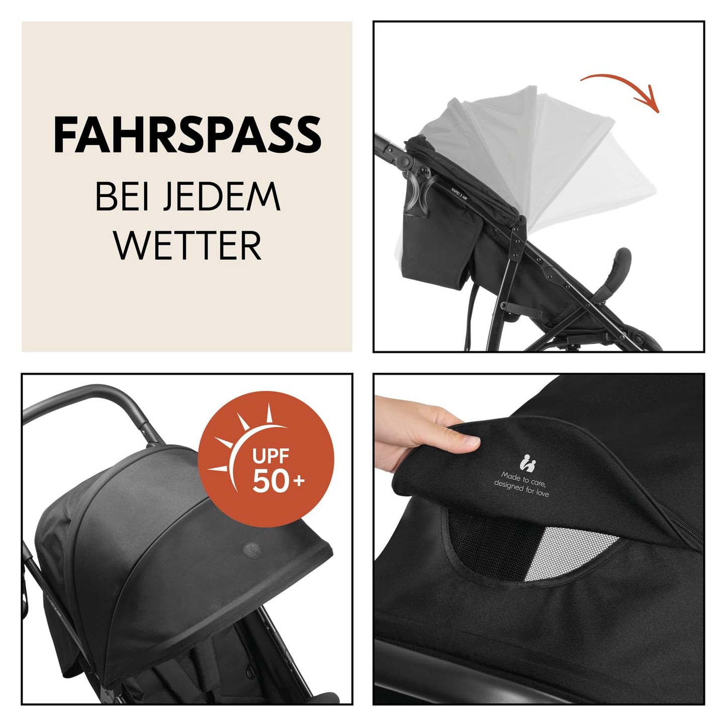 hauck Rapid 3 Air Dreirad-Buggy – Luftreifen, Federung, ab Geburt