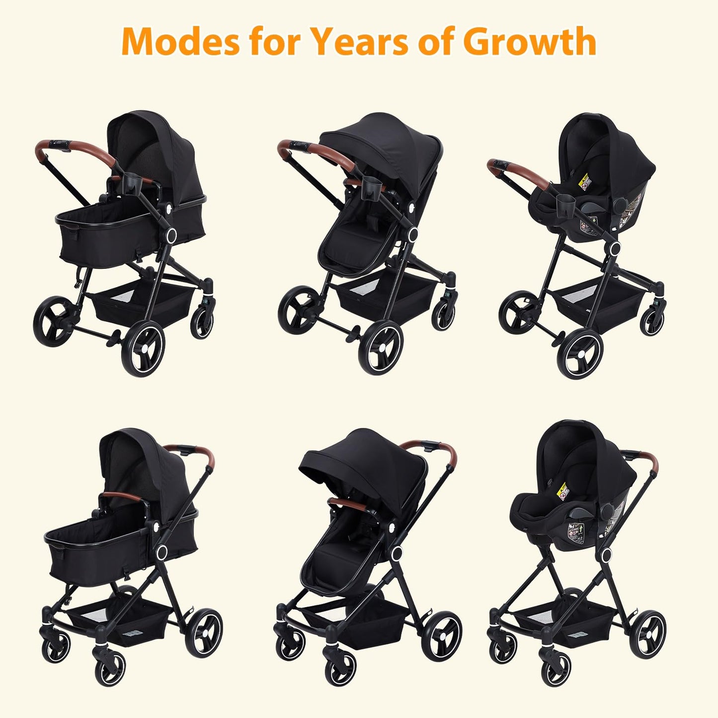 ZoomBuggy 3 in 1 Kinderwagen ab Geburt bis 26 kg – Schwarz