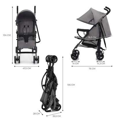Kinderkraft TIK Sportwagen Grau – leicht 6,5 kg, bis 17 kg, faltbar