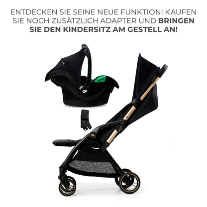 Kinderkraft APINO Liegebuggy Schwarz – 7,5 kg, bis 22 kg, Reisen