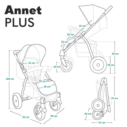Lionelo Annet Plus Buggy ab Geburt bis 22 kg, faltbar