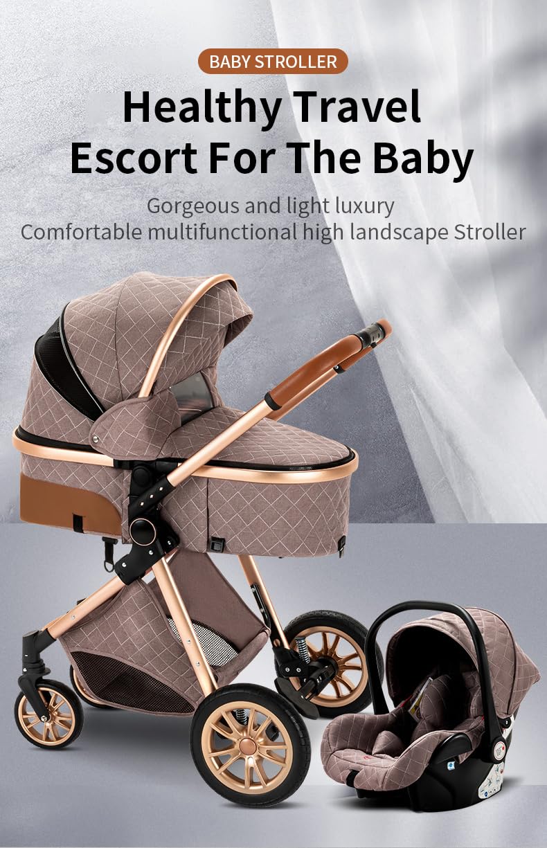 GLOKID 3 in 1 Kinderwagen mit Babywanne & Sportsitz – Khaki