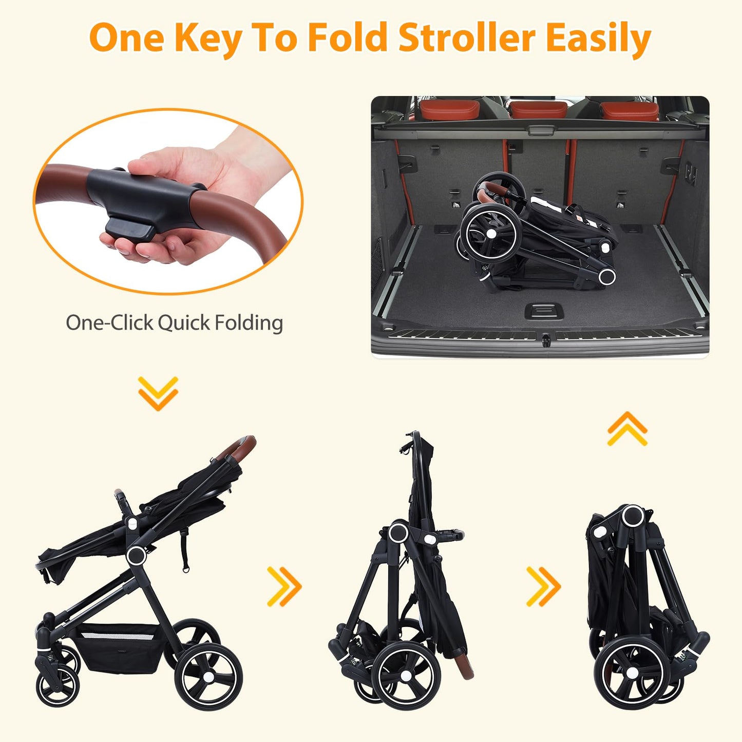 ZoomBuggy 3 in 1 Kinderwagen ab Geburt bis 26 kg – Schwarz