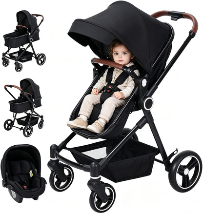 ZoomBuggy 3 in 1 Kinderwagen ab Geburt bis 26 kg – Schwarz