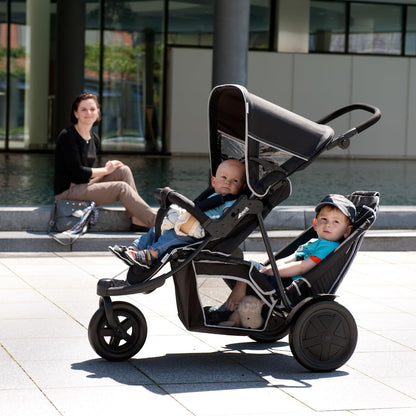 hauck Freerider 3-Rad Geschwisterbuggy mit Regenschutz – Schwarz