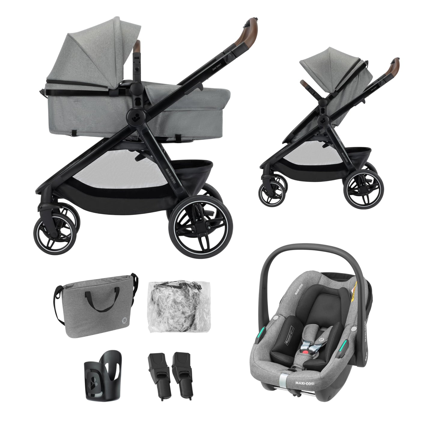 Maxi-Cosi Zelia Select Trio 3 in 1 Kinderwagen Set, Grau