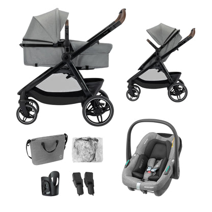 Maxi-Cosi Zelia Select Trio 3 in 1 Kinderwagen Set, Grau