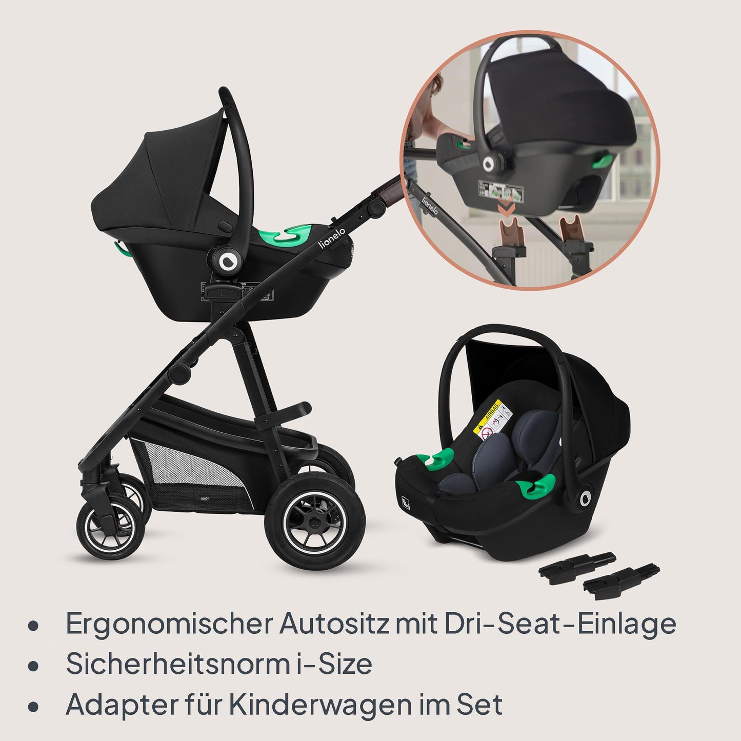 Lionelo Bianka Kinderwagen 3 in 1 mit Babywanne & Autositz