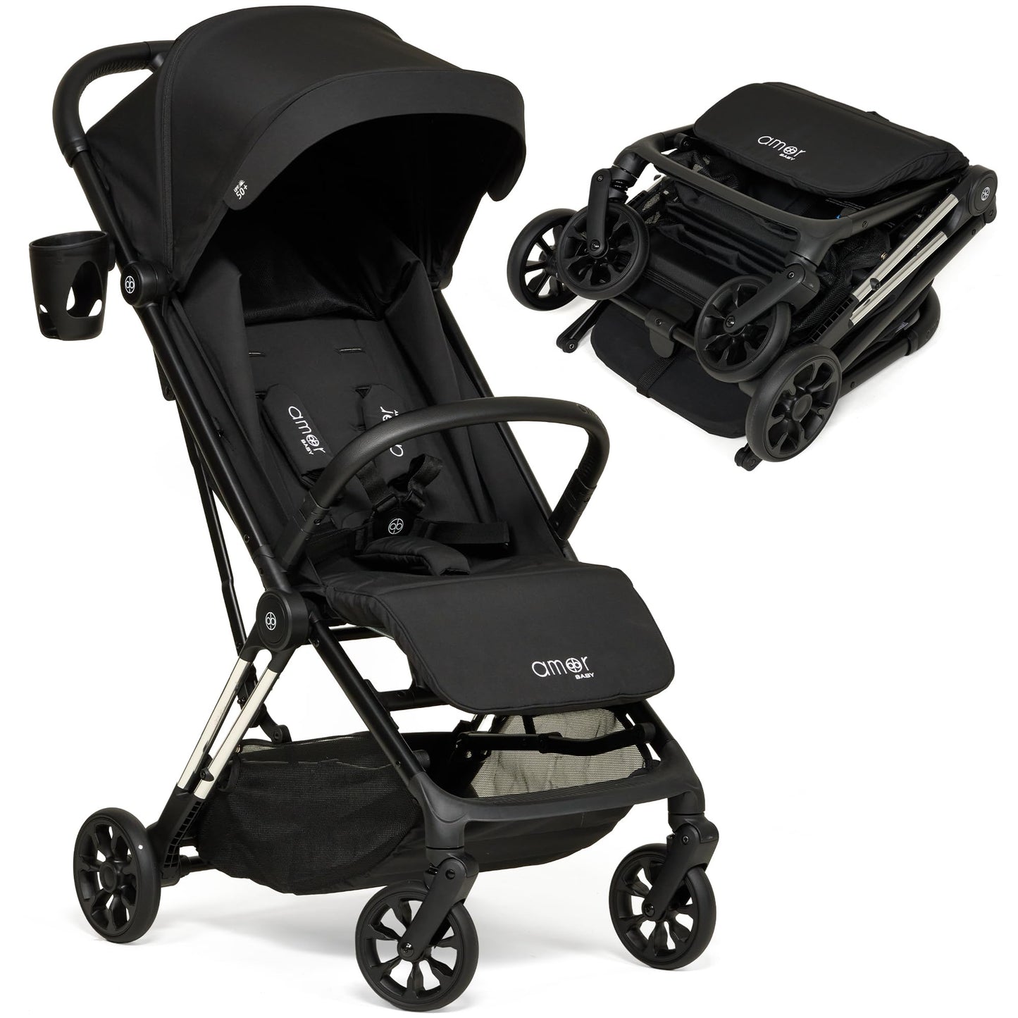 Amor Baby Reisebuggy, Einhand-Faltsystem, kompakt & leicht