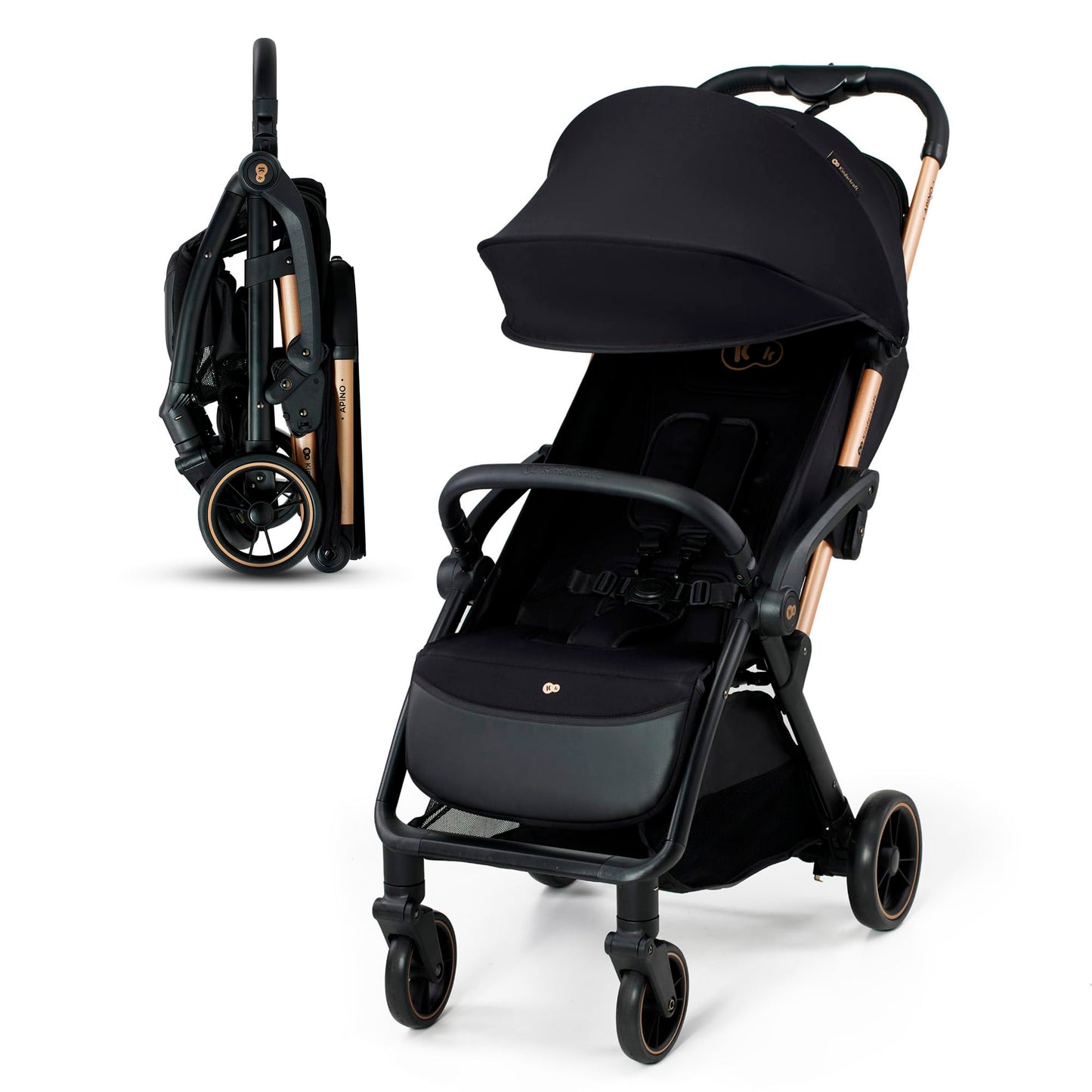 Kinderkraft APINO Liegebuggy Schwarz – 7,5 kg, bis 22 kg, Reisen