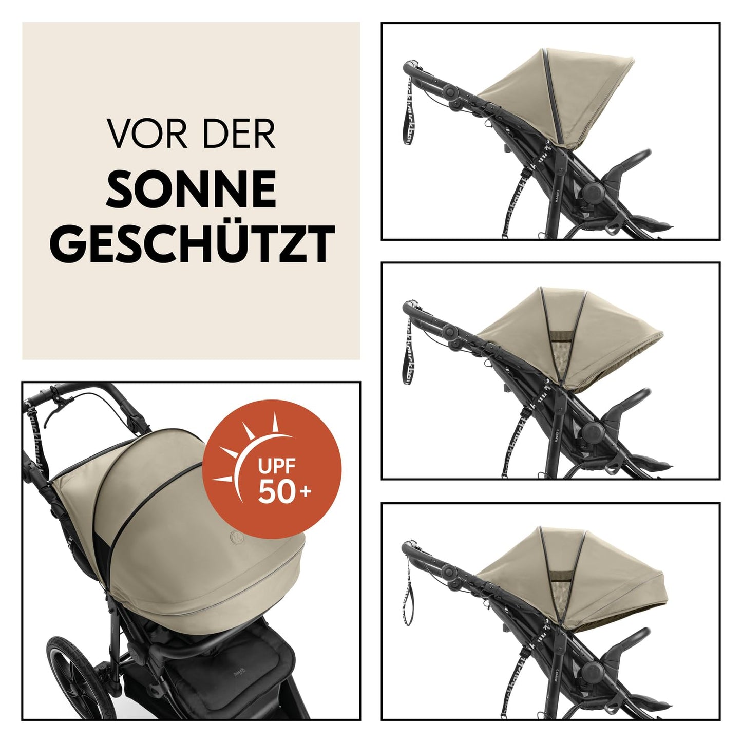hauck Runner 3 Olive – Dreirad-Kinderwagen mit XL Lufträdern