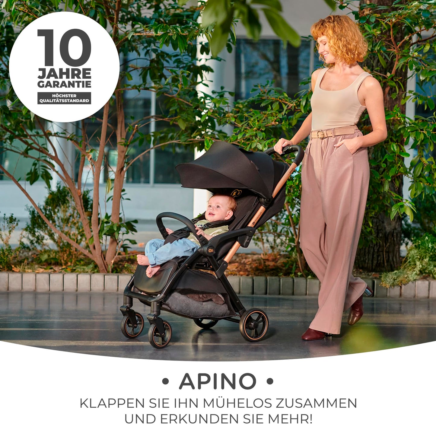 Kinderkraft APINO Liegebuggy Schwarz – 7,5 kg, bis 22 kg, Reisen