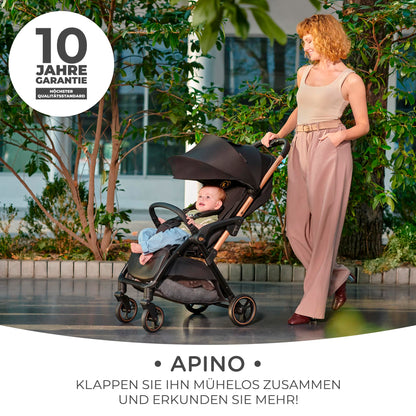 Kinderkraft APINO Liegebuggy Schwarz – 7,5 kg, bis 22 kg, Reisen