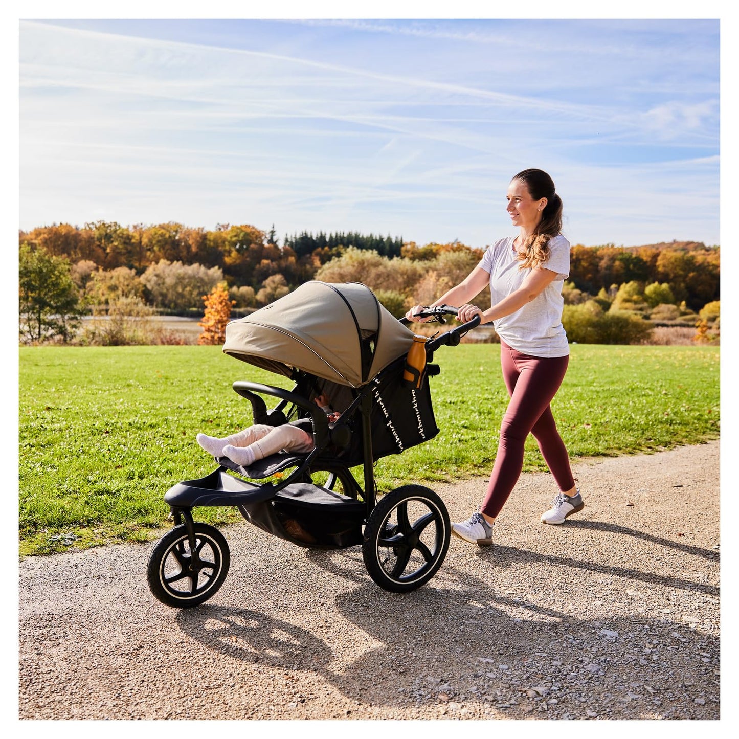 hauck Runner 3 Olive – Dreirad-Kinderwagen mit XL Lufträdern