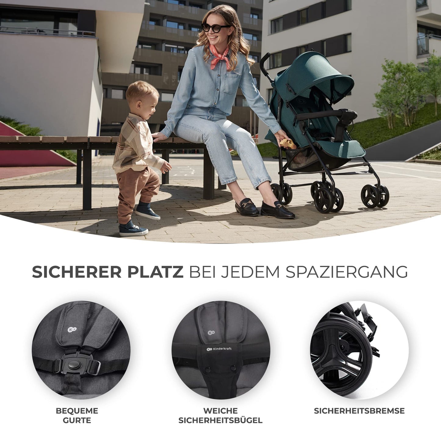 Kinderkraft TIK Sportwagen Grau – leicht 6,5 kg, bis 17 kg, faltbar