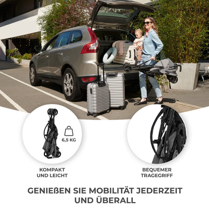 Kinderkraft TIK Sportwagen Grau – leicht 6,5 kg, bis 17 kg, faltbar