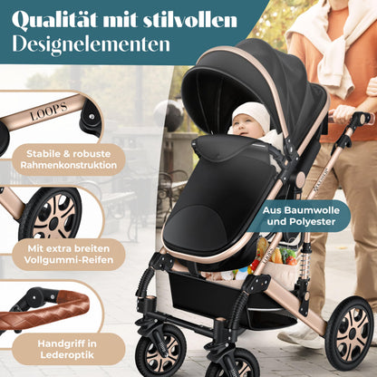 KESSER Loops 4-in-1 Kombikinderwagen Set – Babywanne, Buggy, Babyschale