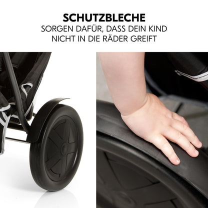 hauck Freerider 3-Rad Geschwisterbuggy mit Regenschutz – Schwarz